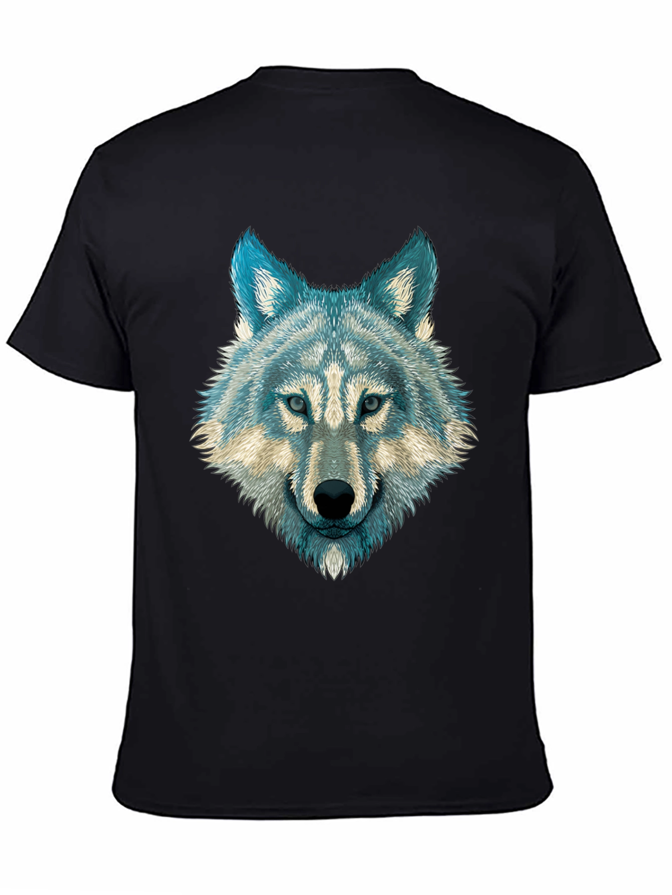 Wolf Graphic Print Mens T-Shirt - Black