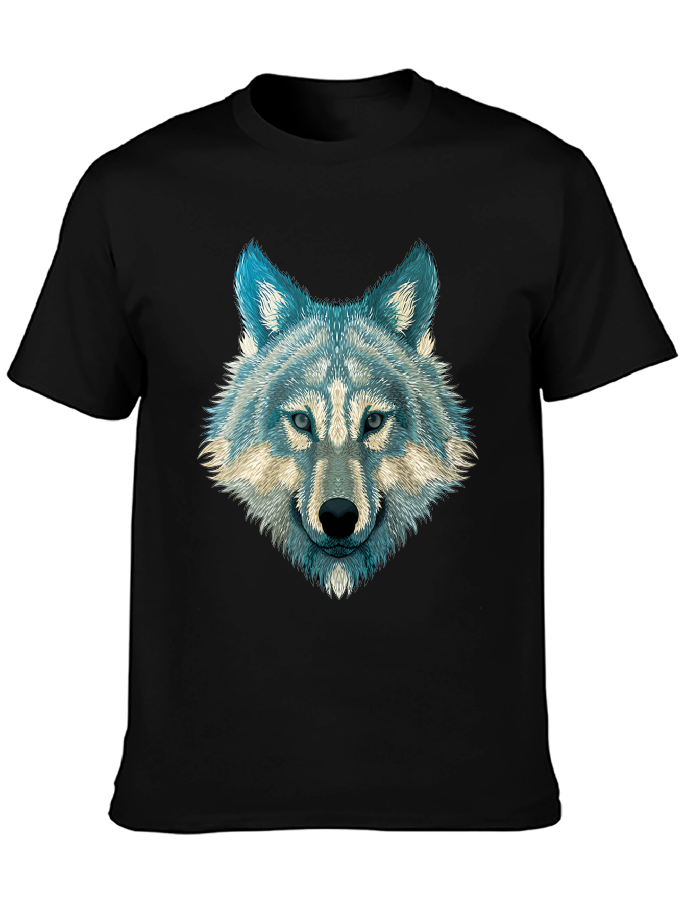 Wolf Graphic Print Mens T-Shirt - Black