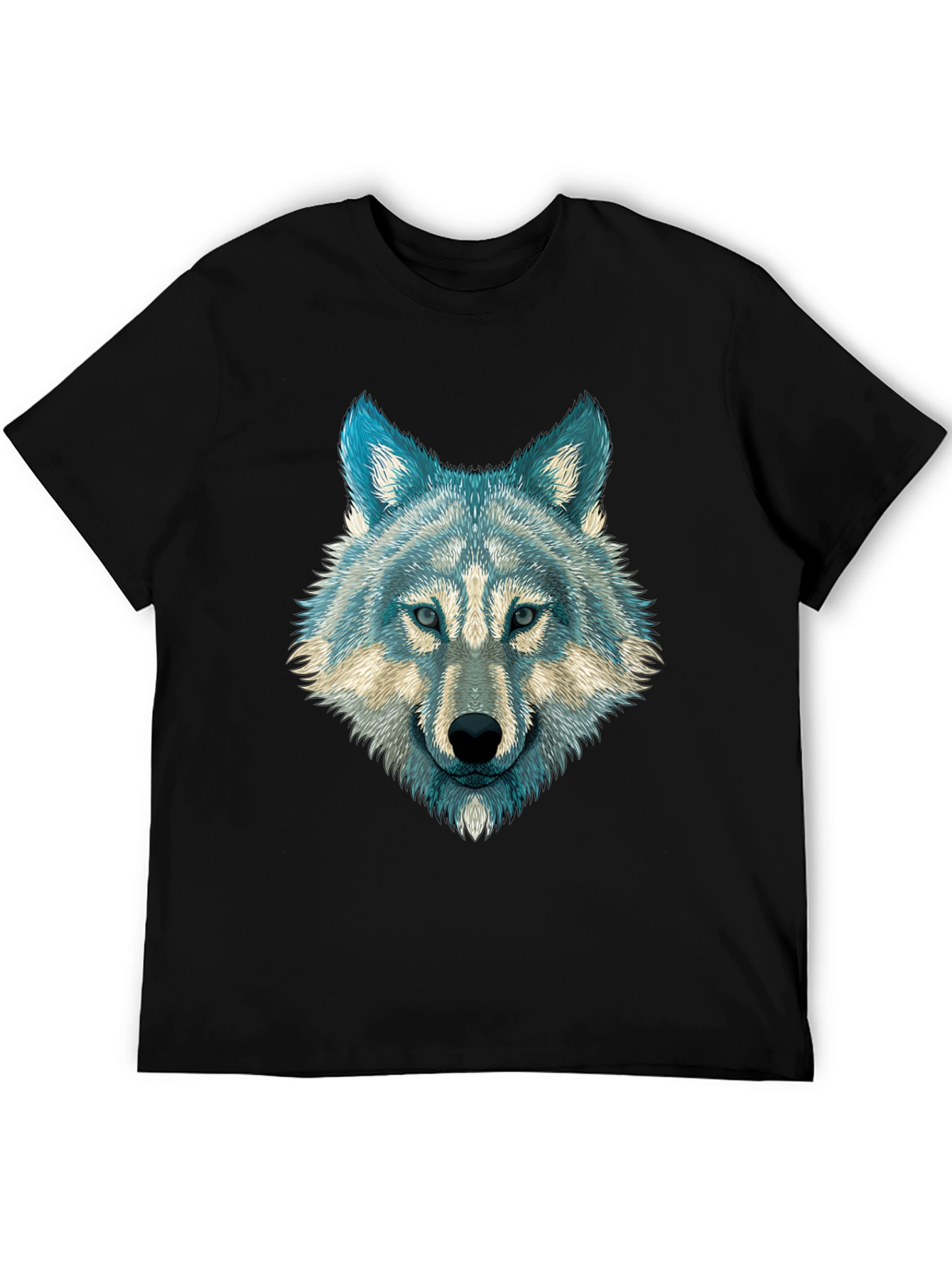 Wolf Graphic Print Mens T-Shirt - Black