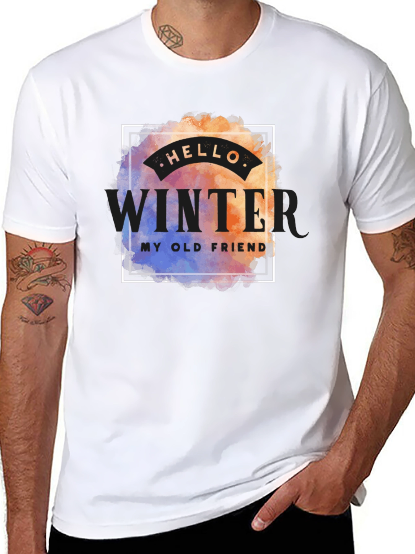 Hello Winter Mens Graphic Tee - Black