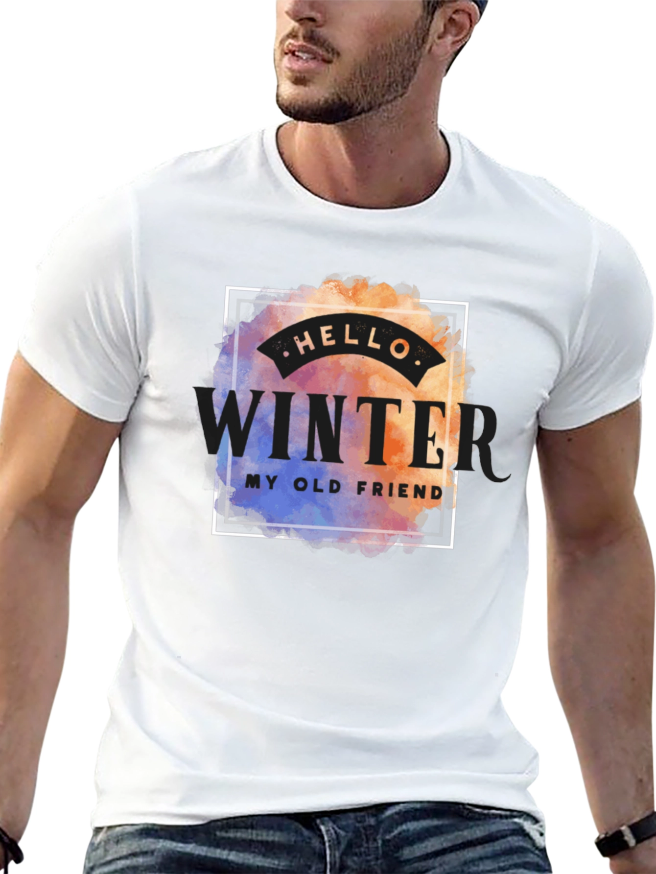 Hello Winter Mens Graphic Tee - Black