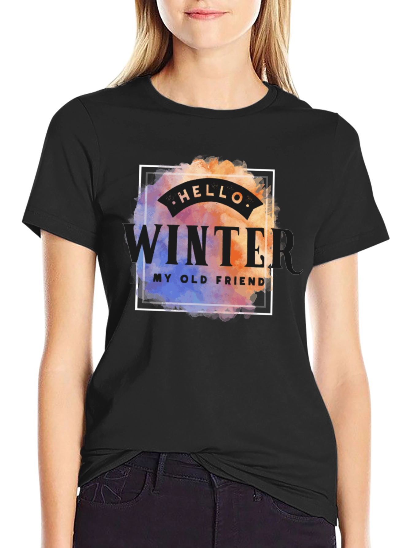 Hello Winter Mens Graphic Tee - Black