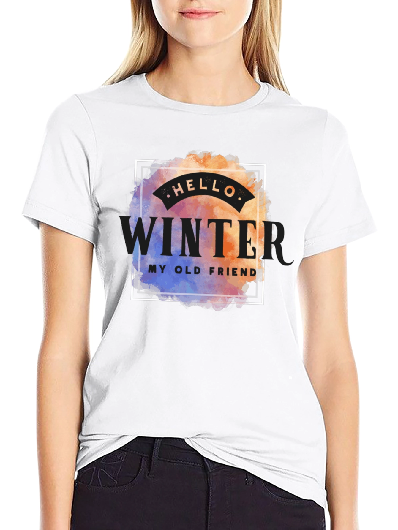 Hello Winter Mens Graphic Tee - Black