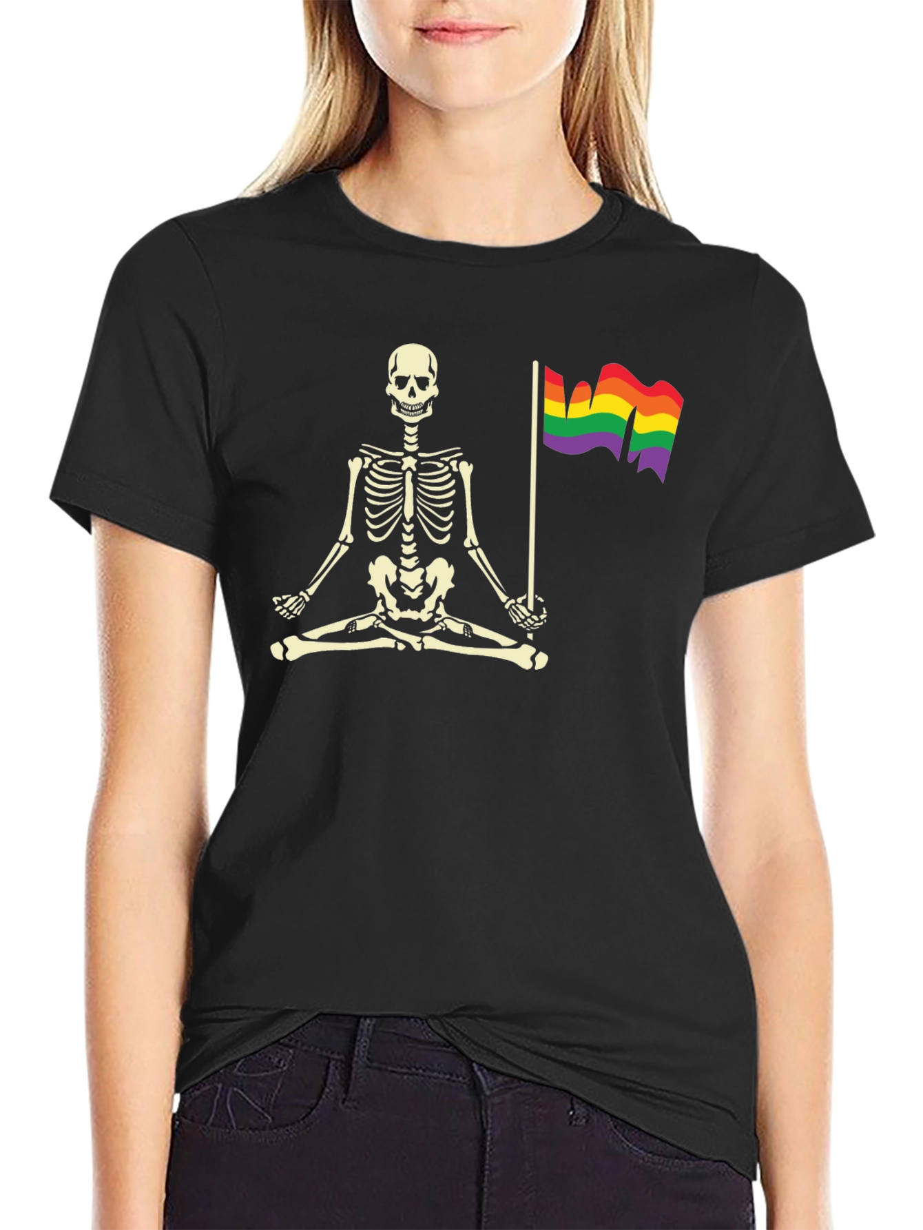 Skeleton LGBT Pride Meditation T-Shirt