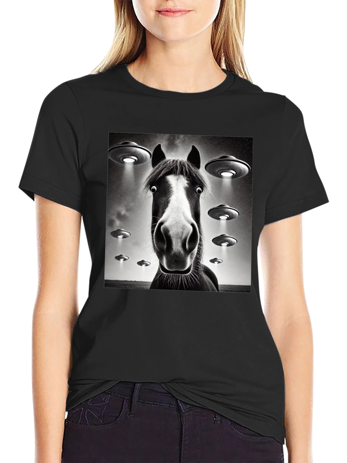 Horse UFO T-Shirt - Funny Graphic Tee