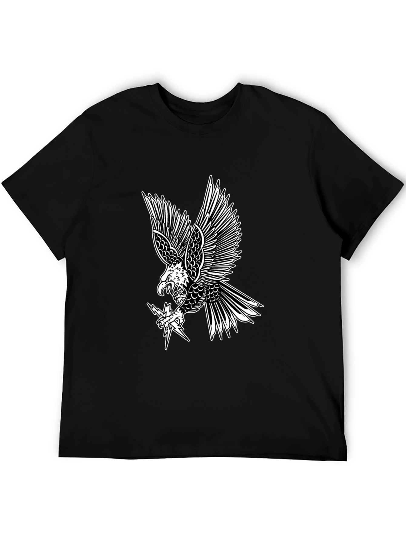 Mens Black T-Shirt with Bold Eagle Graphic
