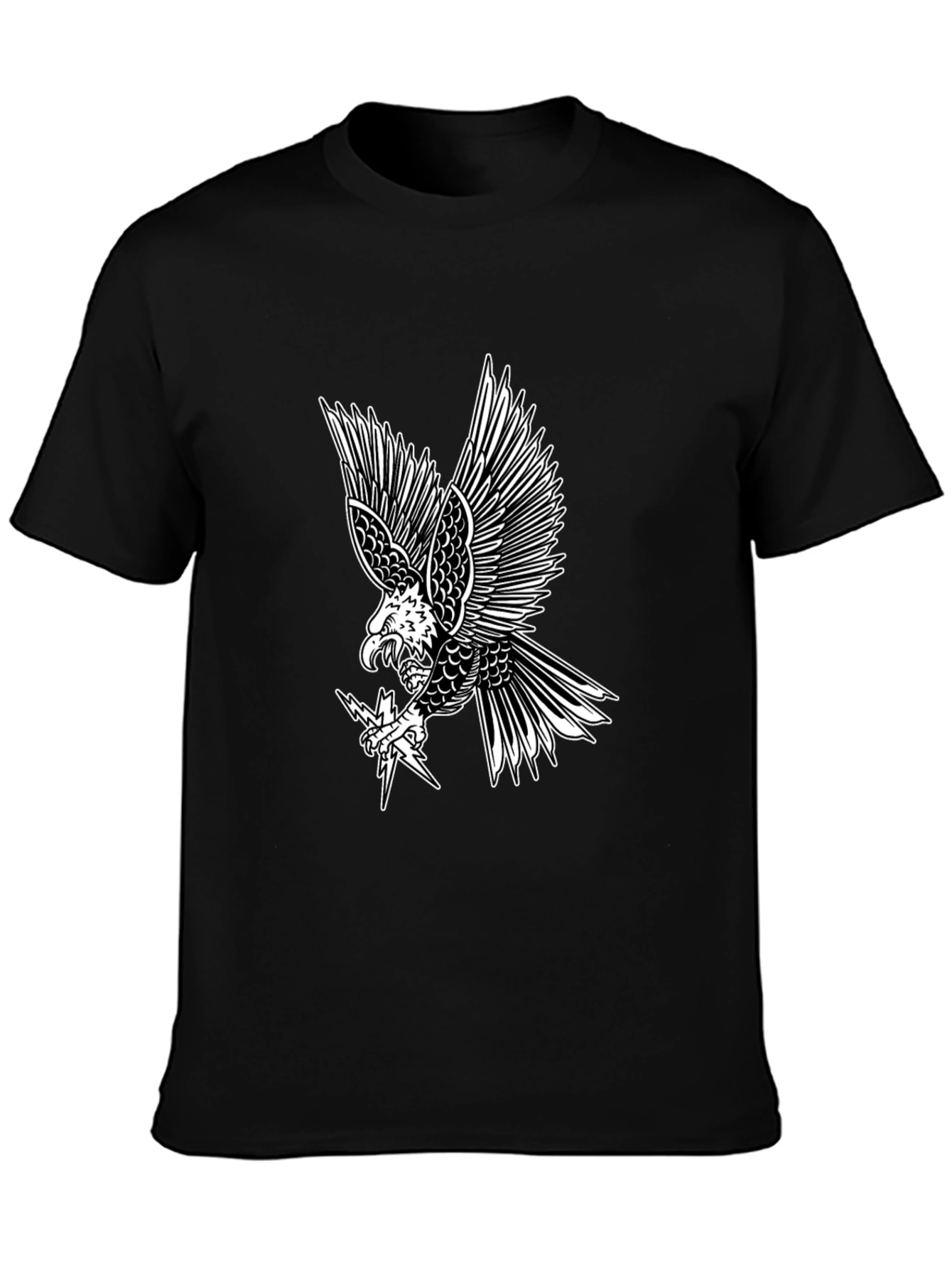 Mens Black T-Shirt with Bold Eagle Graphic