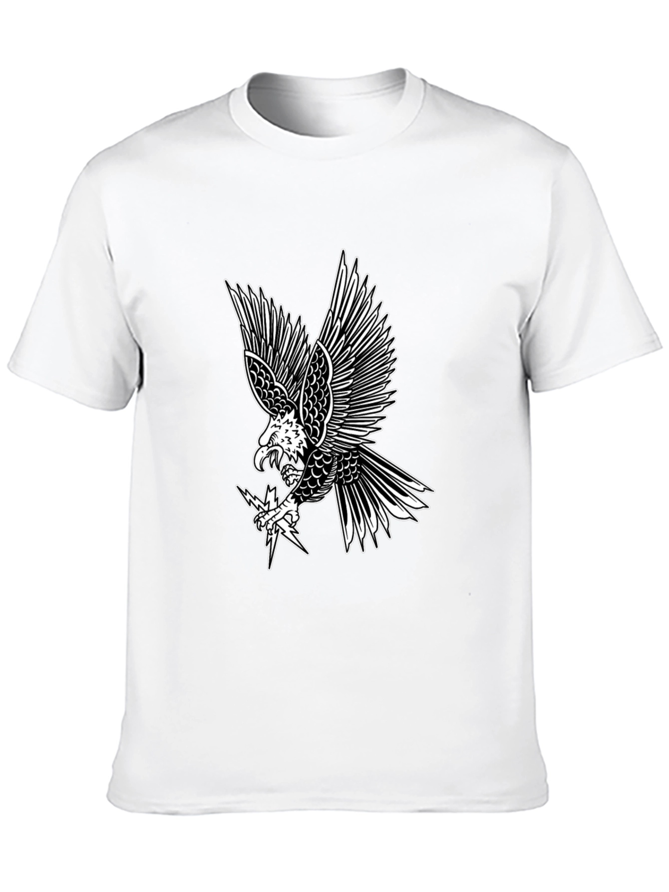 Mens Black T-Shirt with Bold Eagle Graphic