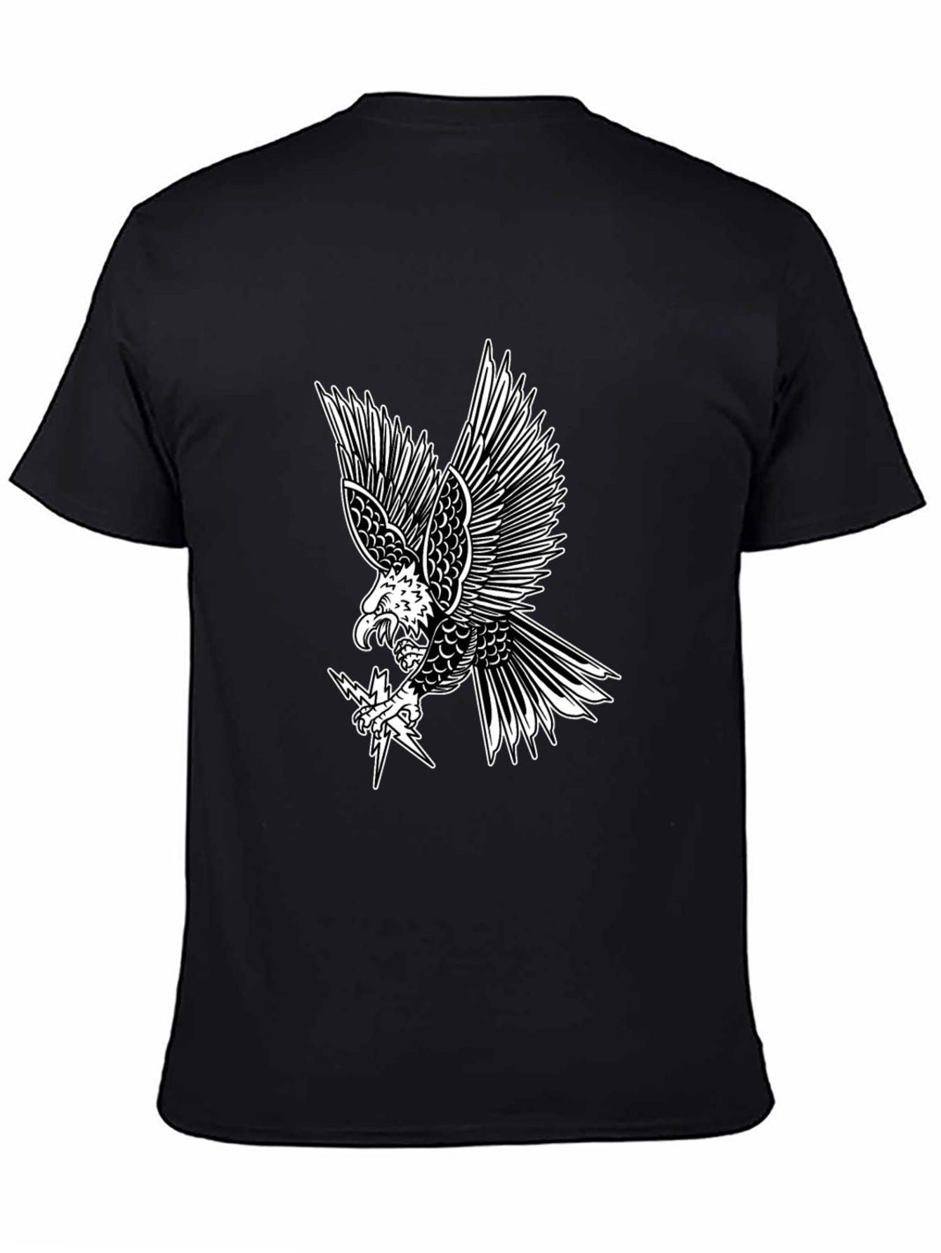Mens Black T-Shirt with Bold Eagle Graphic