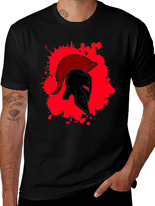 Spartan Warrior Helmet Graphic T-Shirt - Bold Design
