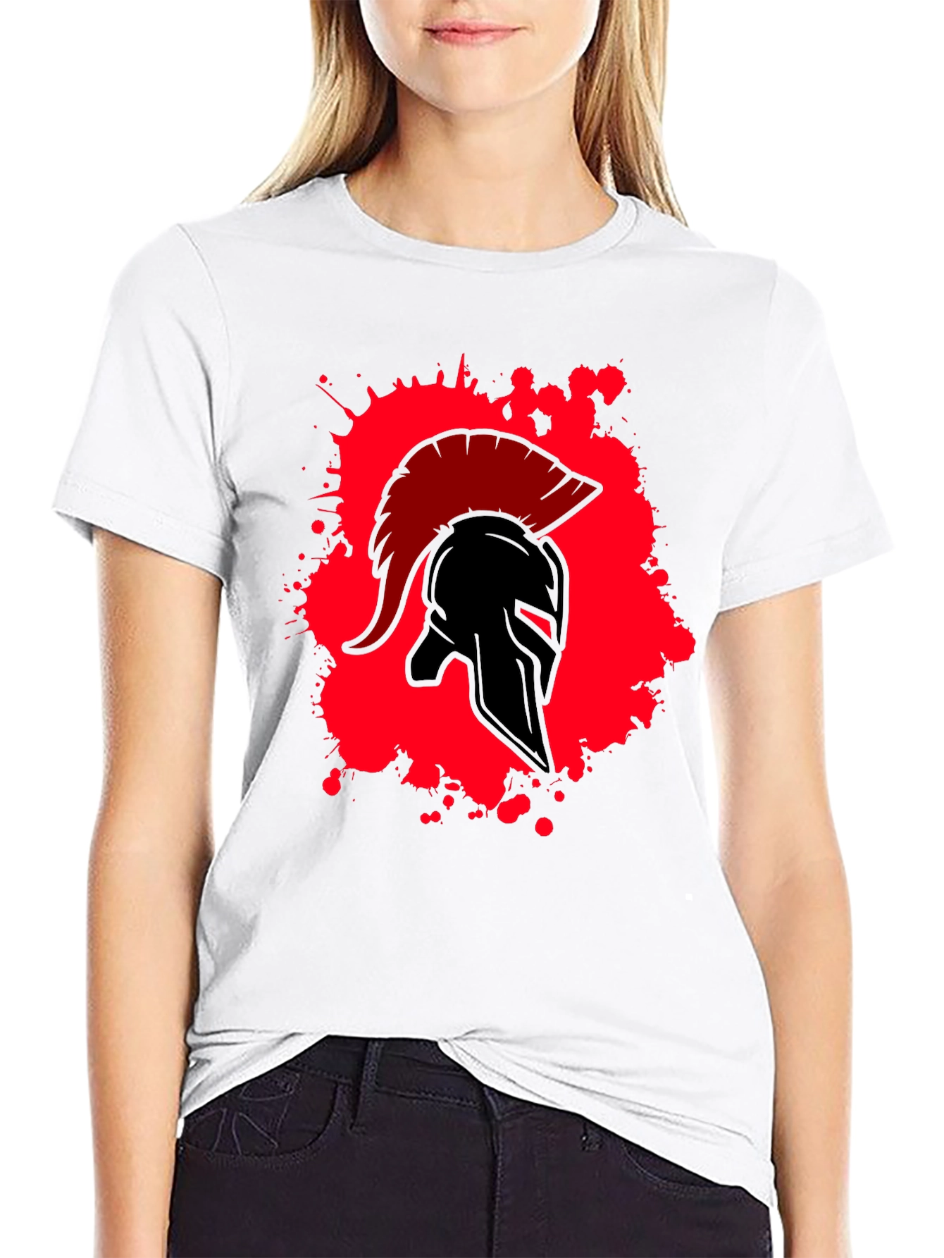 Spartan Warrior Helmet Graphic T-Shirt - Bold Design