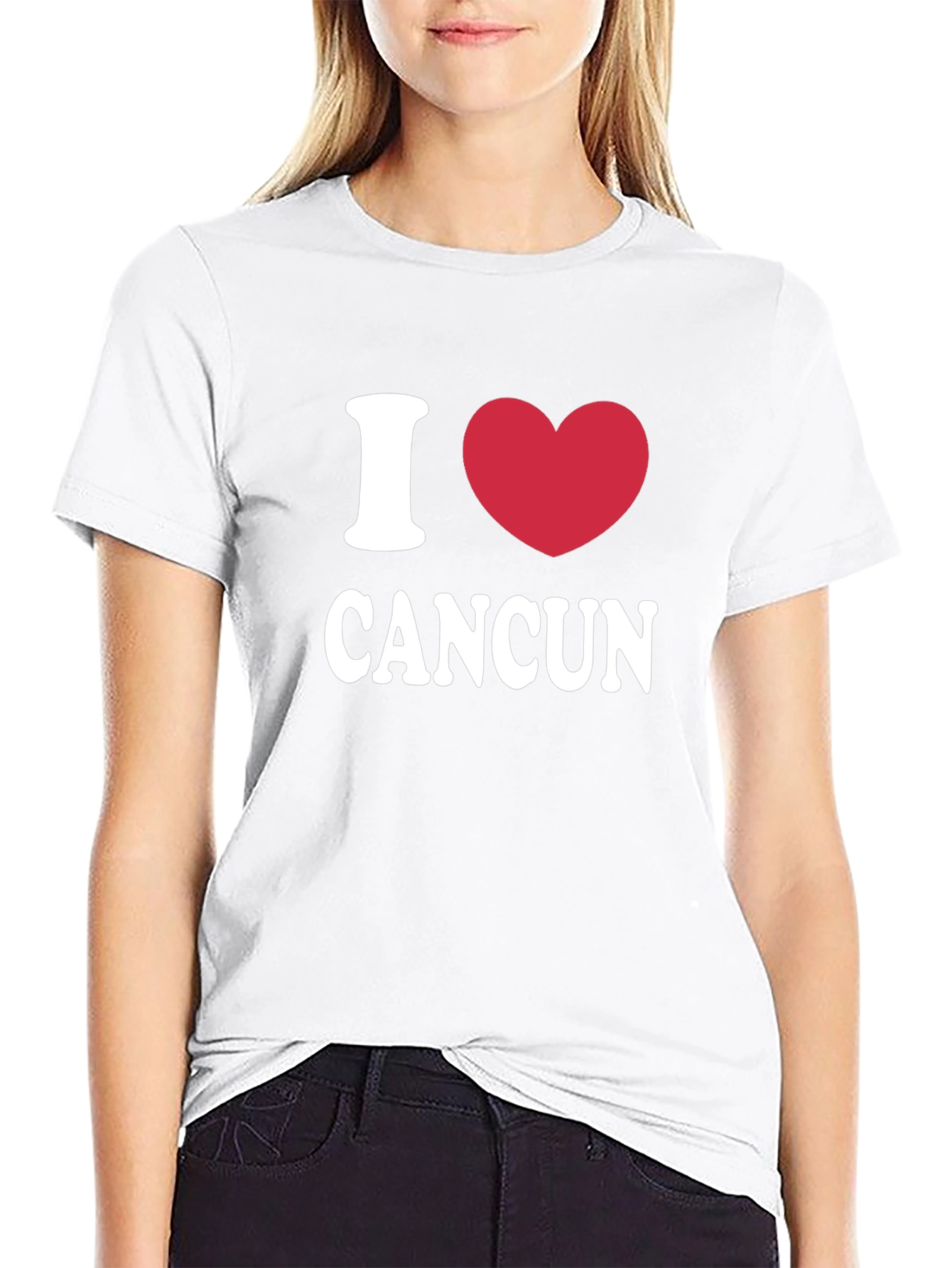 I Heart Cancun Black Cotton T-Shirt