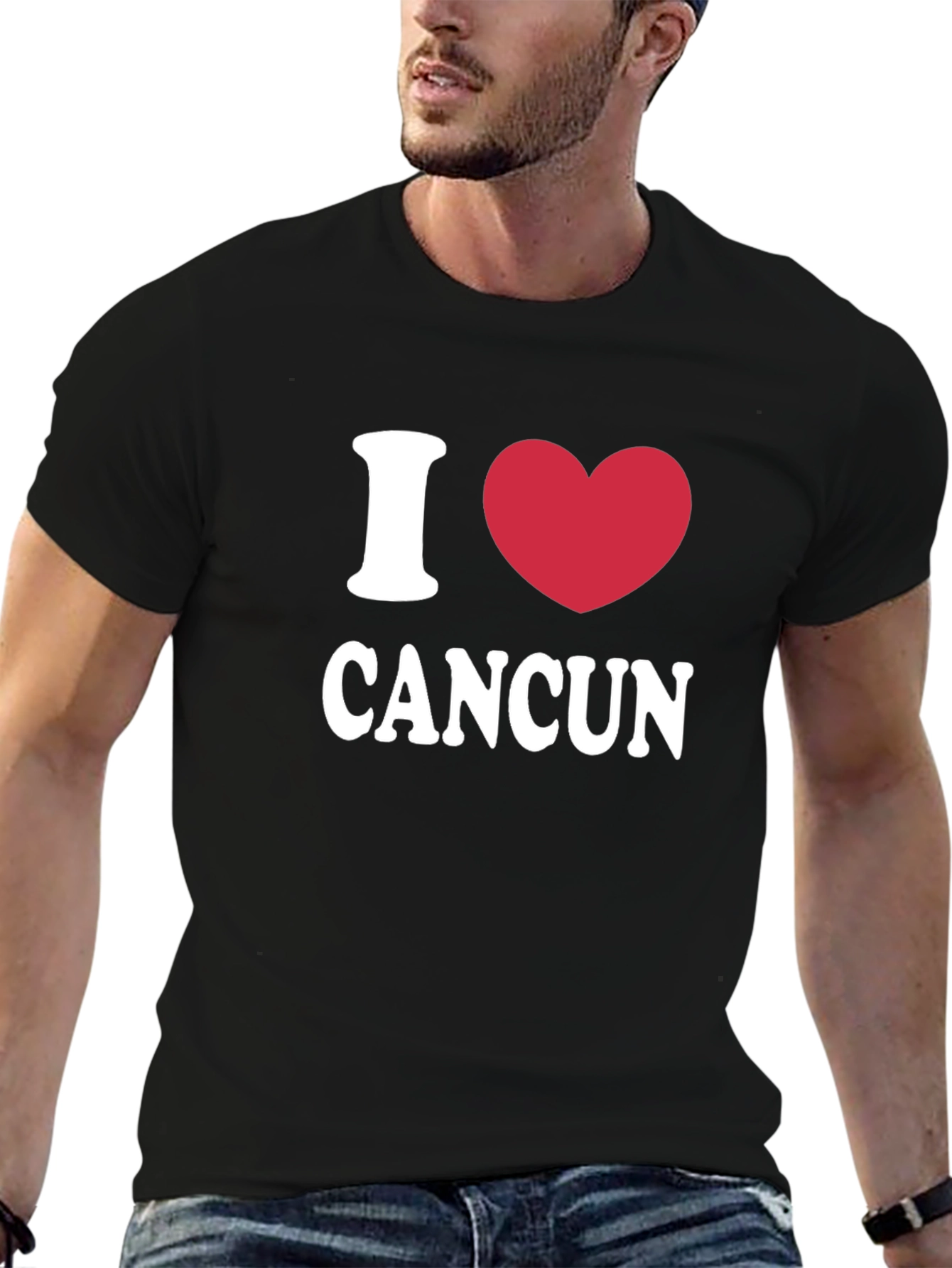 I Heart Cancun Black Cotton T-Shirt