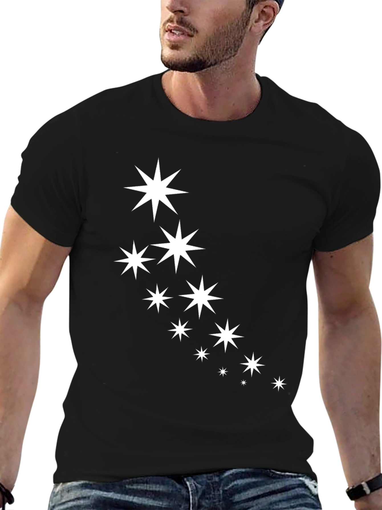 Starry Night Black Tee - Casual Cool Style