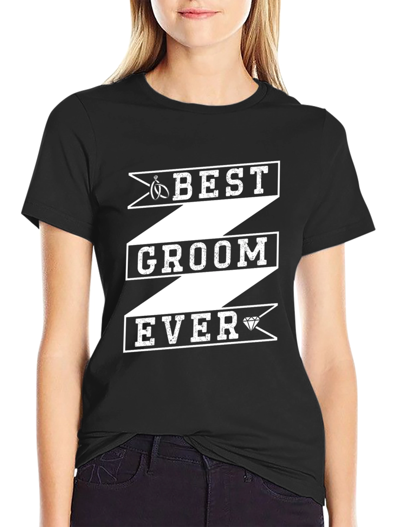 Best Groom Ever Graphic T-Shirt - Black Cotton Blend