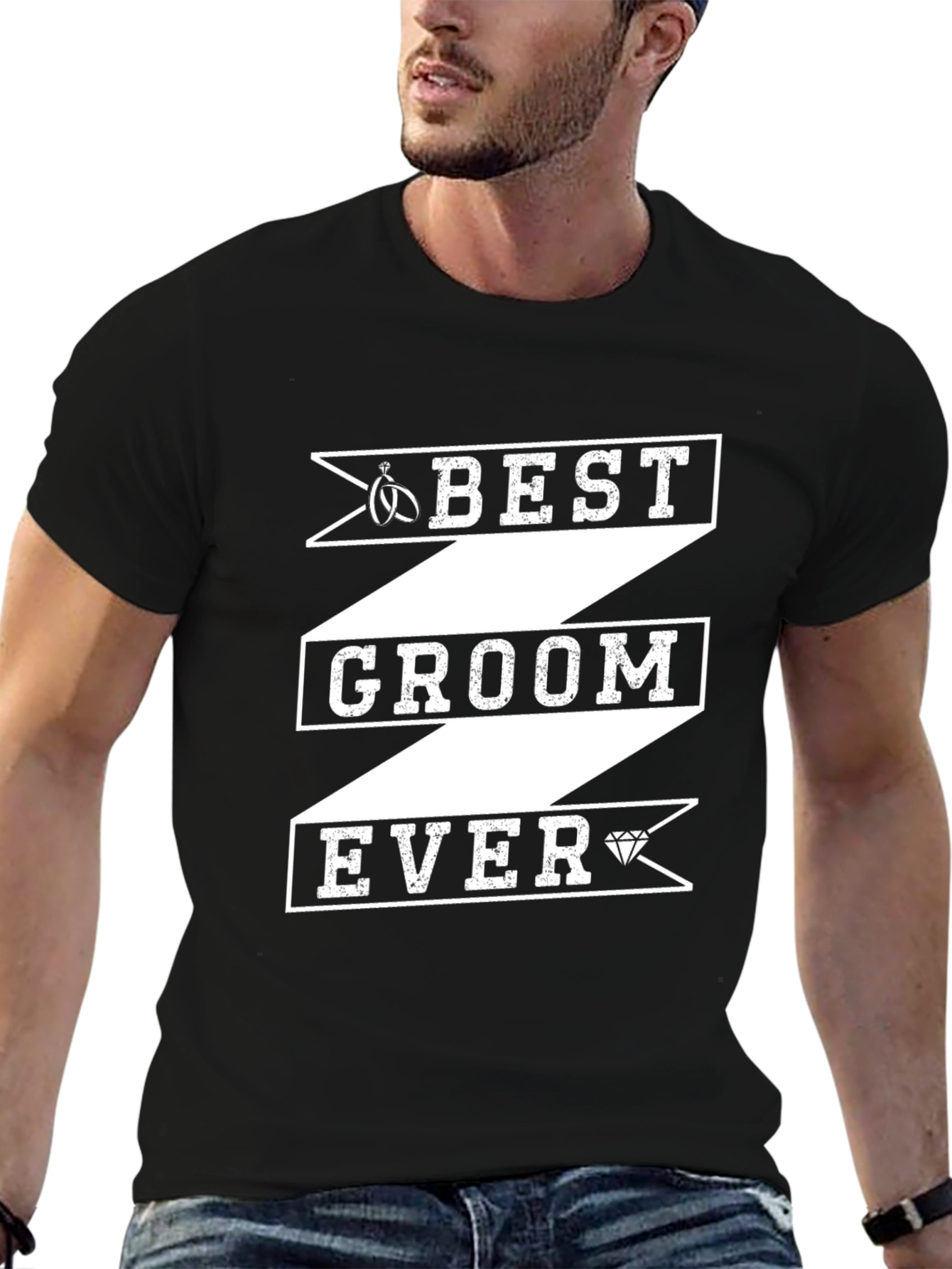 Best Groom Ever Graphic T-Shirt - Black Cotton Blend