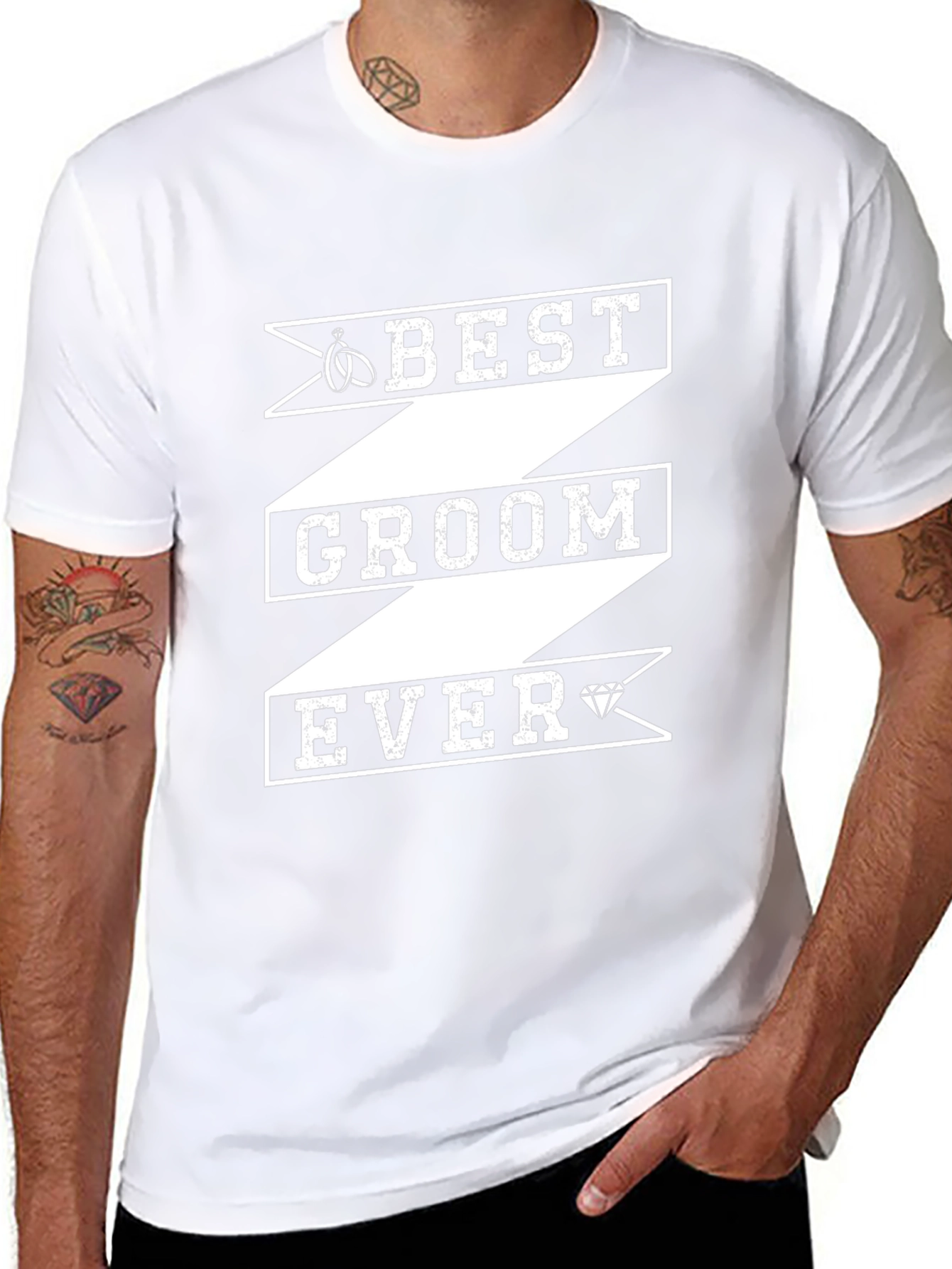 Best Groom Ever Graphic T-Shirt - Black Cotton Blend