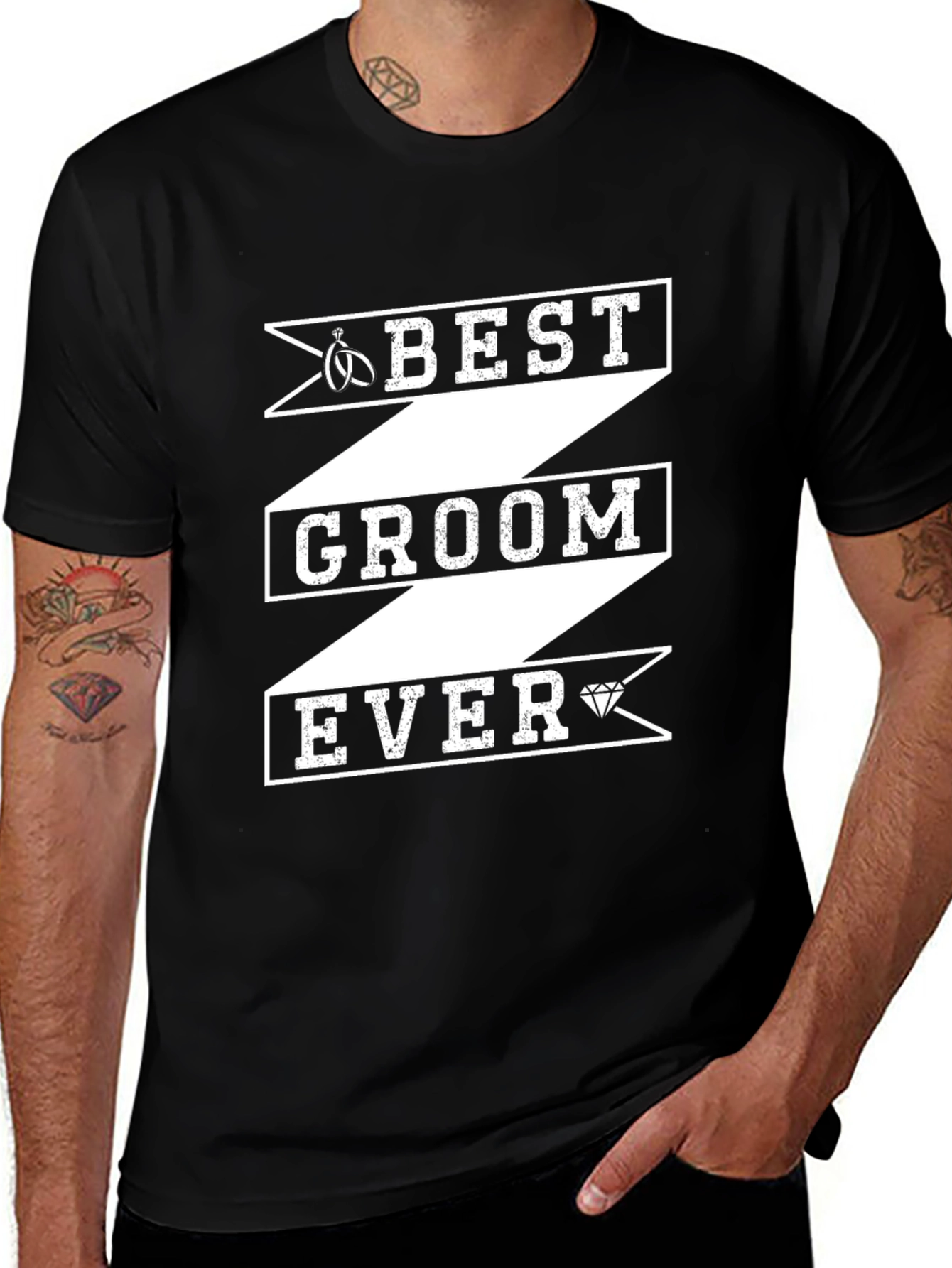 Best Groom Ever Graphic T-Shirt - Black Cotton Blend