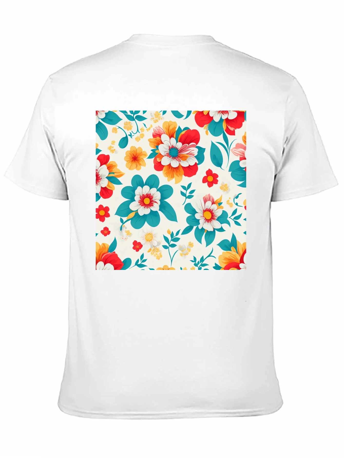 Floral Pattern Black T-Shirt
