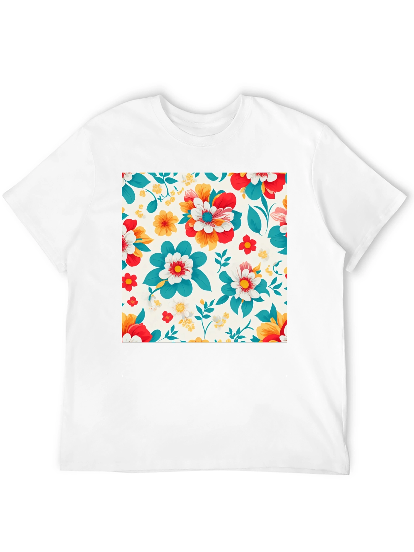 Floral Pattern Black T-Shirt