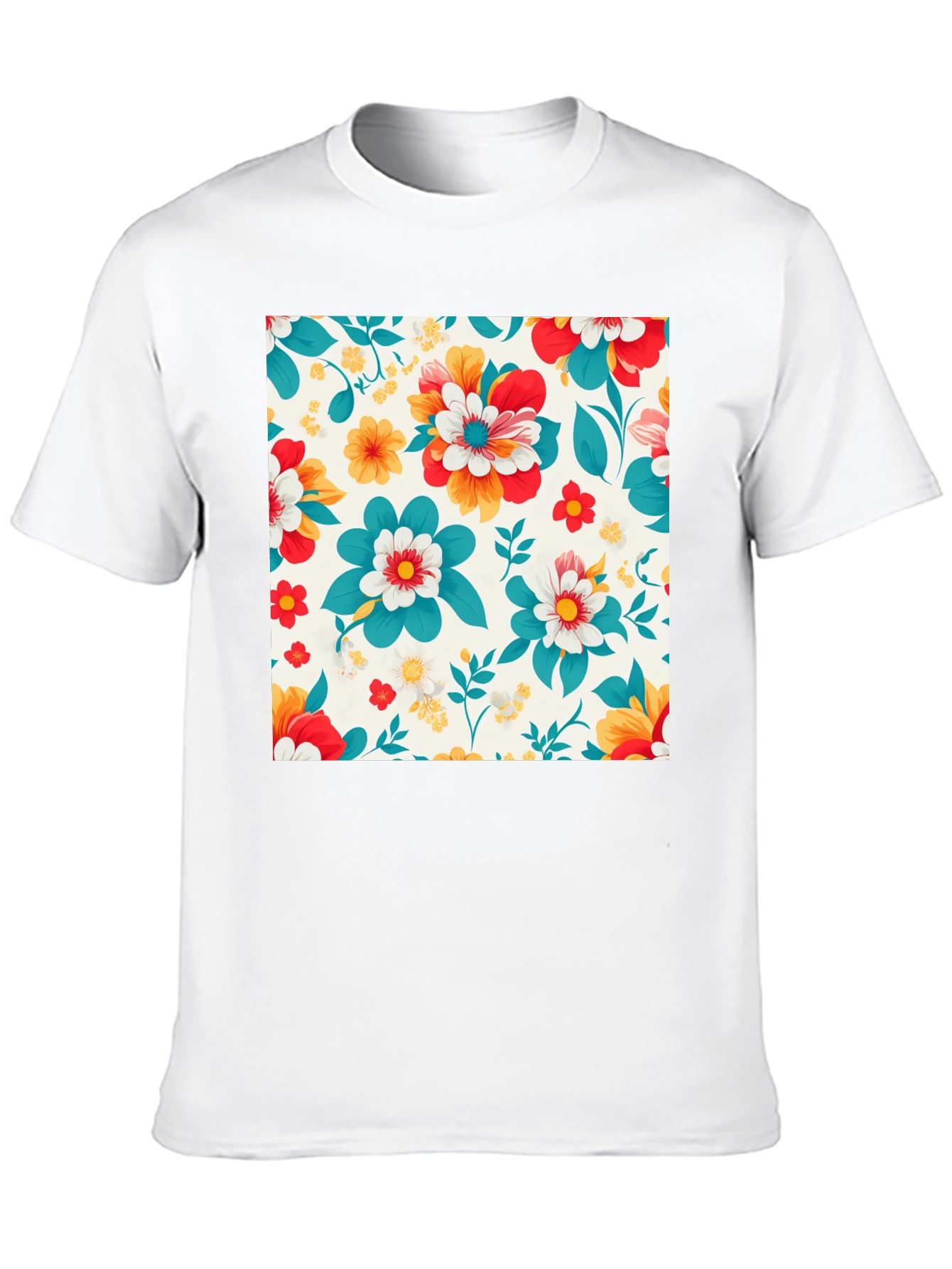 Floral Pattern Black T-Shirt