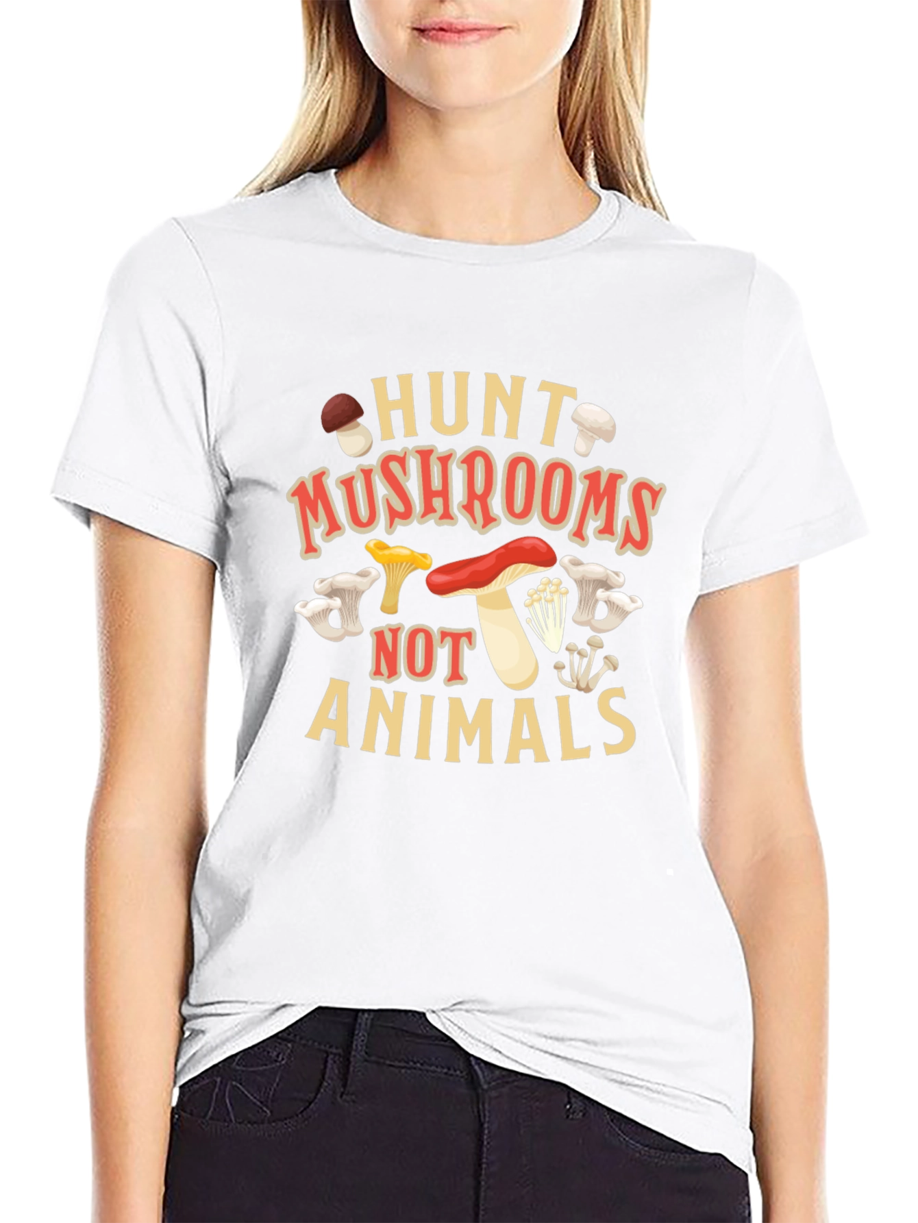 Hunt Mushrooms Not Animals Graphic Tee