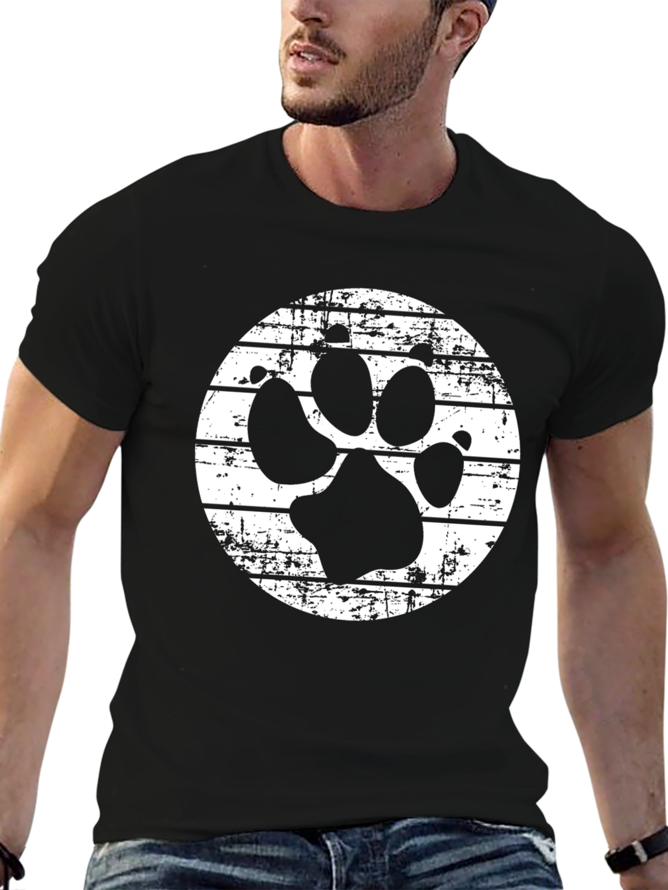Distressed Paw Print Graphic Tee