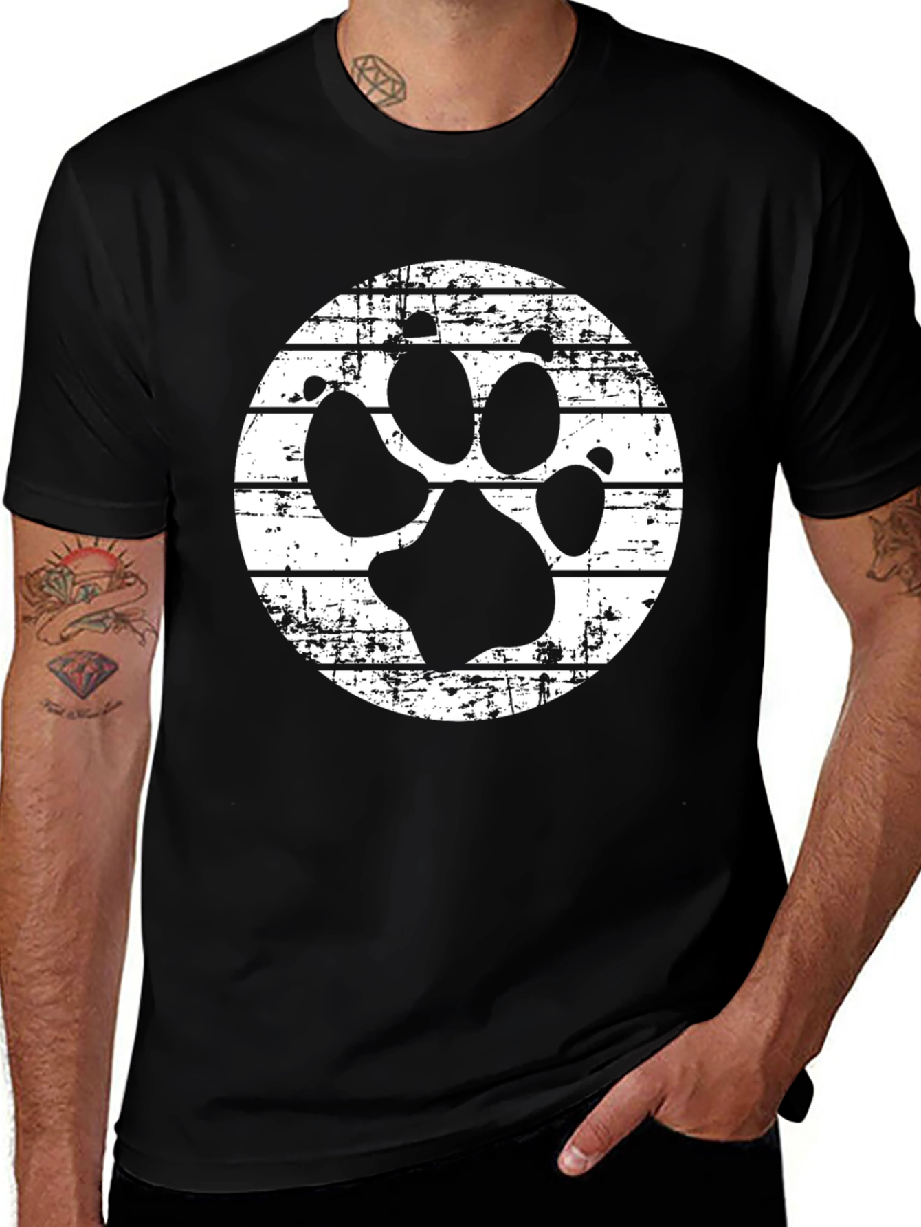 Distressed Paw Print Graphic Tee