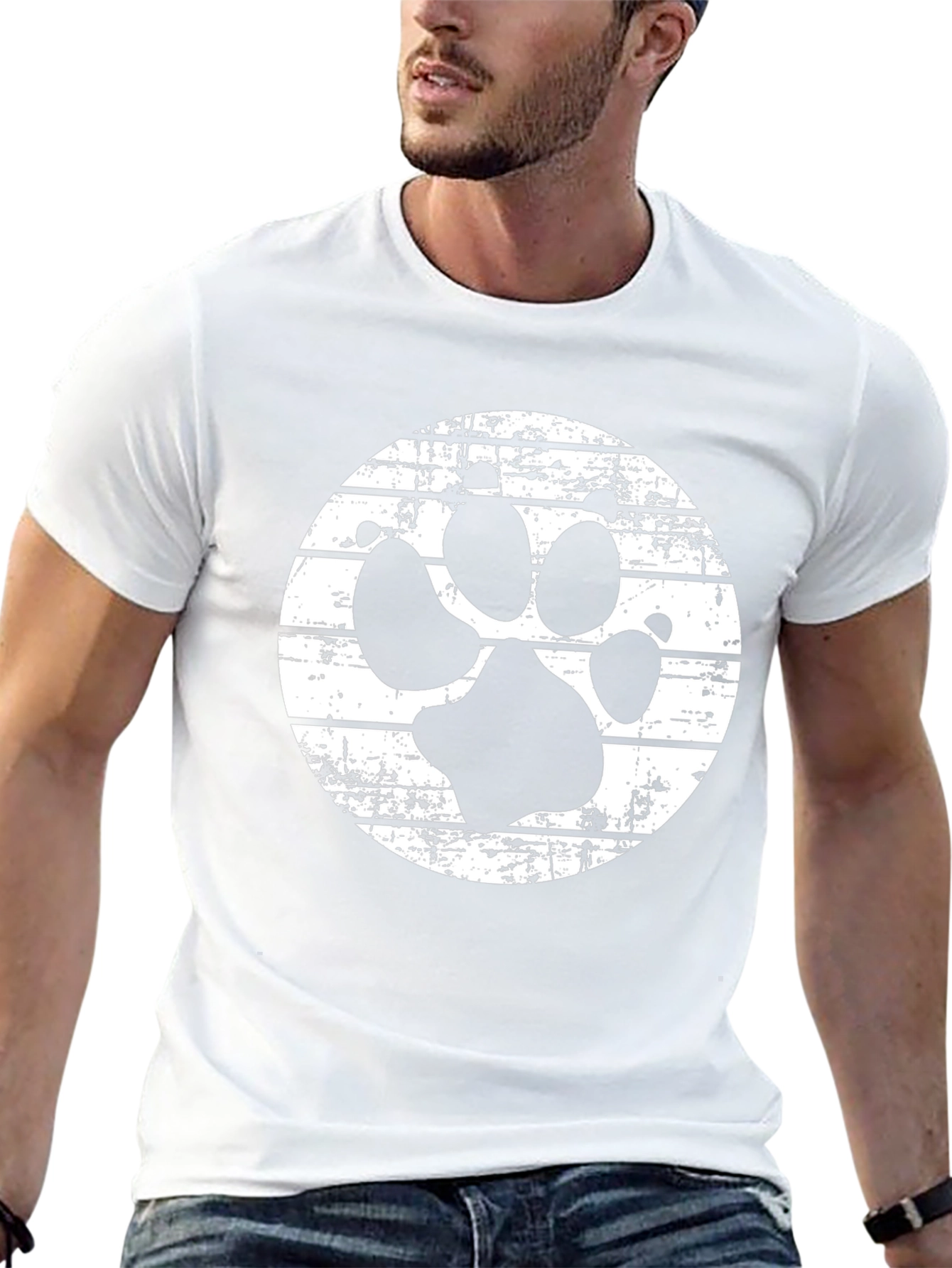 Distressed Paw Print Graphic Tee