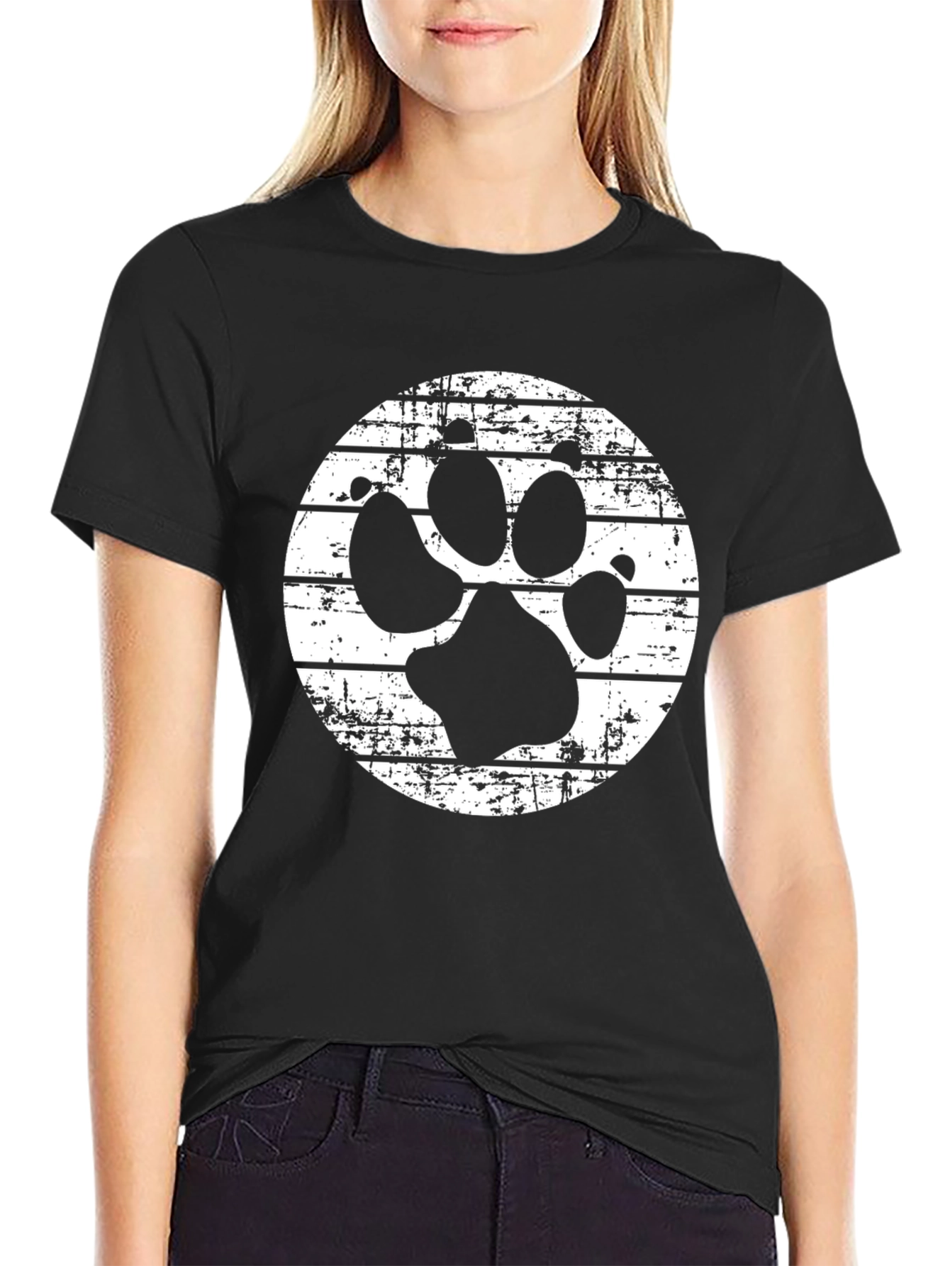 Distressed Paw Print Graphic Tee
