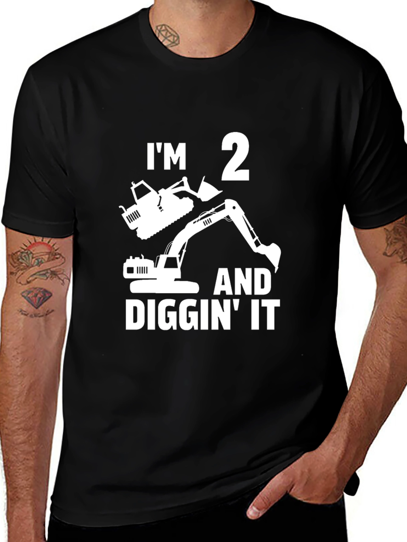 Im 2 and Diggin It T-Shirt - Construction Birthday