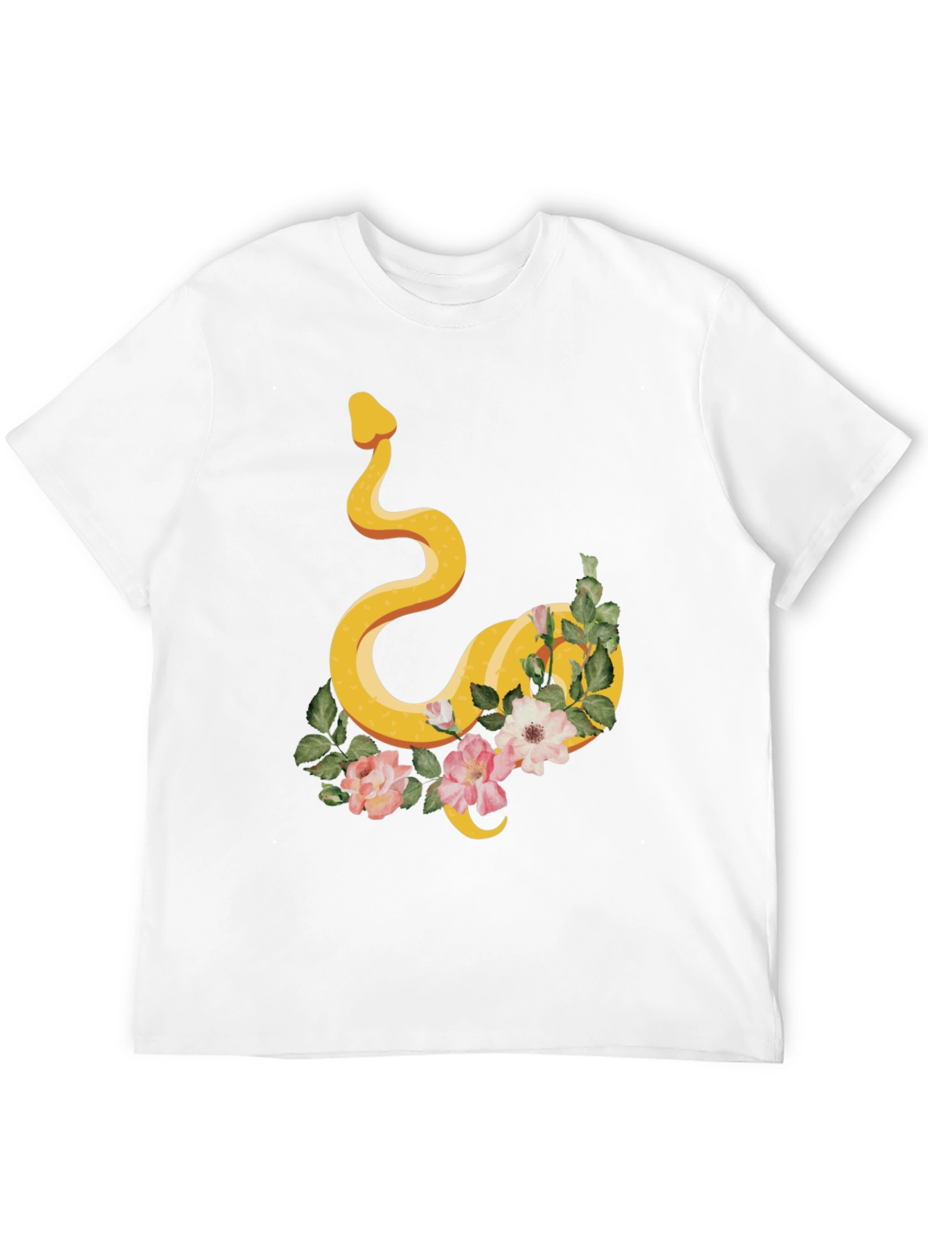 Snake & Floral Graphic Tee - Cool Design!