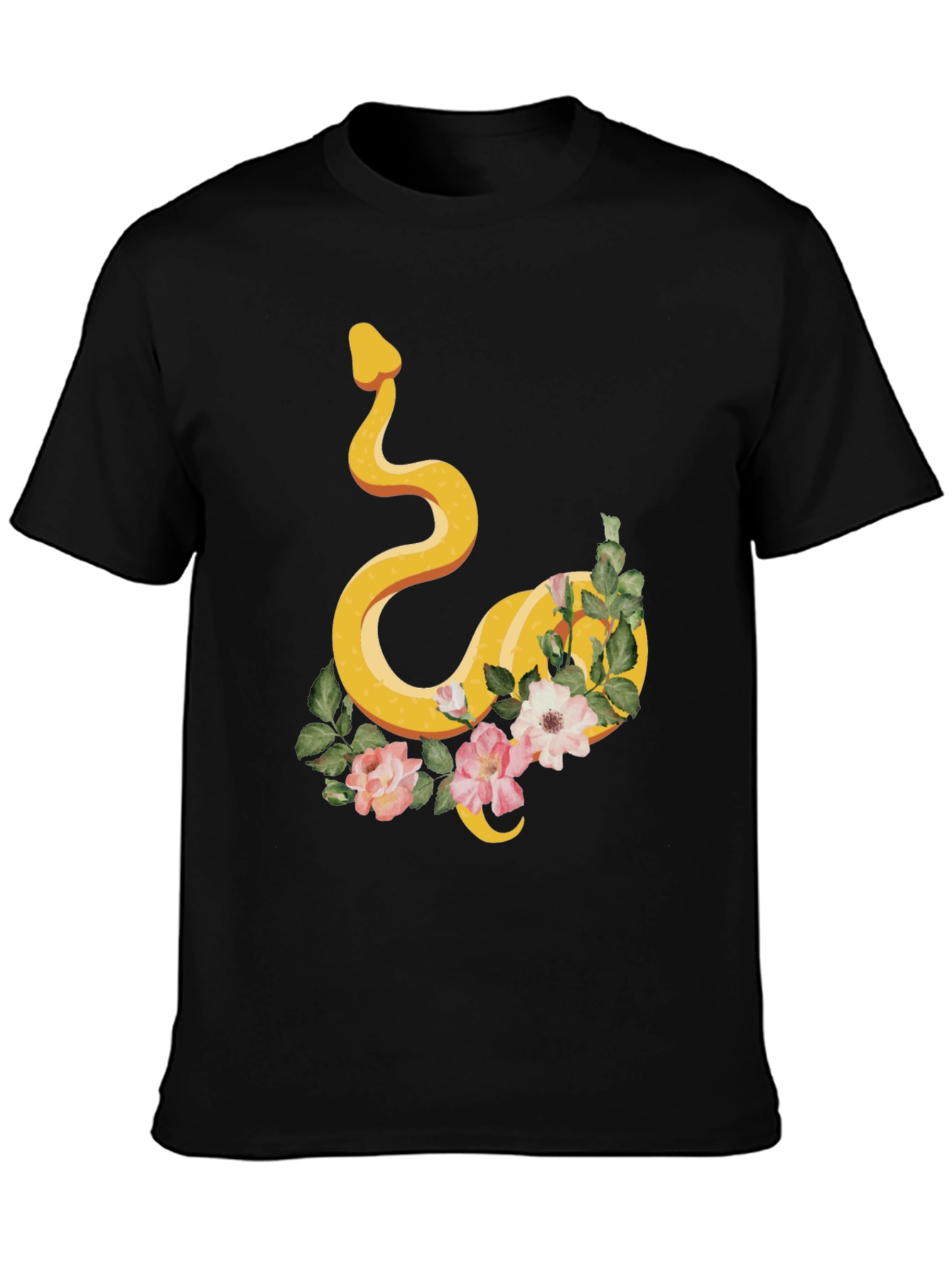 Snake & Floral Graphic Tee - Cool Design!