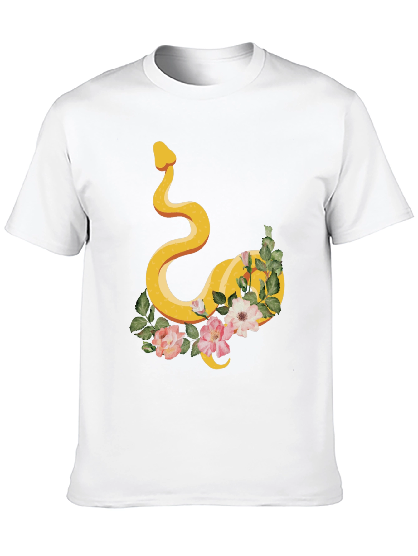 Snake & Floral Graphic Tee - Cool Design!