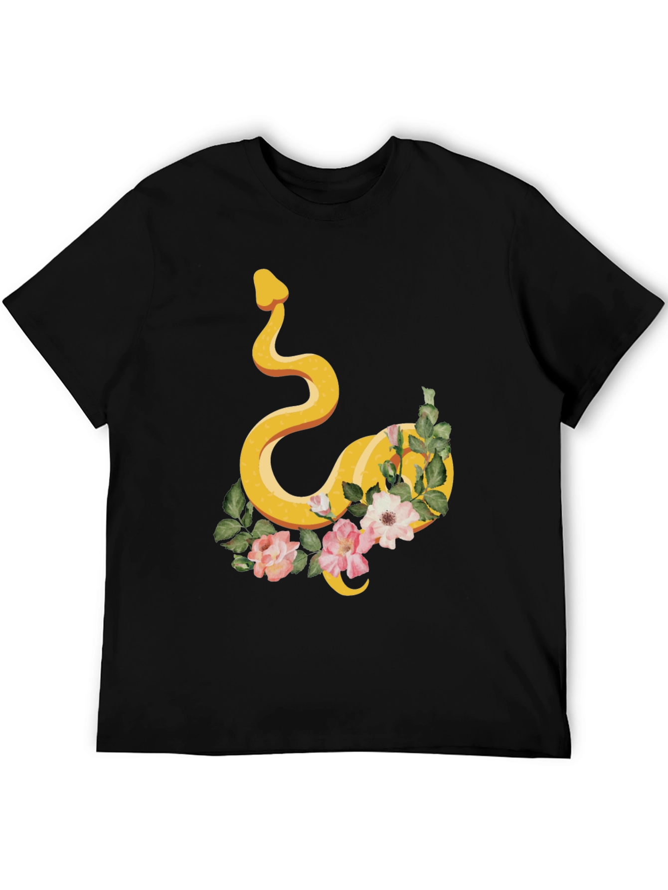 Snake & Floral Graphic Tee - Cool Design!