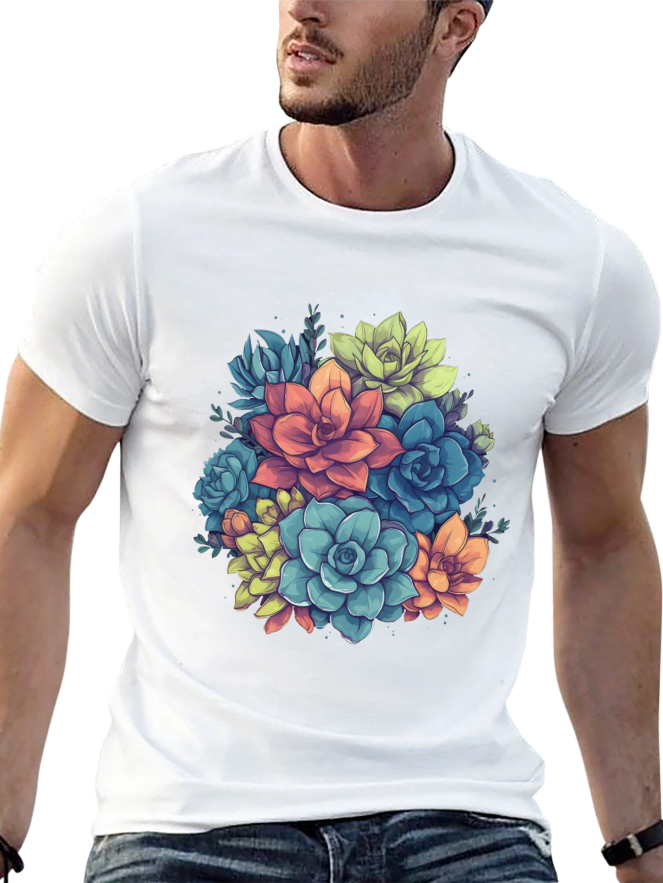 Succulent Bouquet Graphic Tee - Black