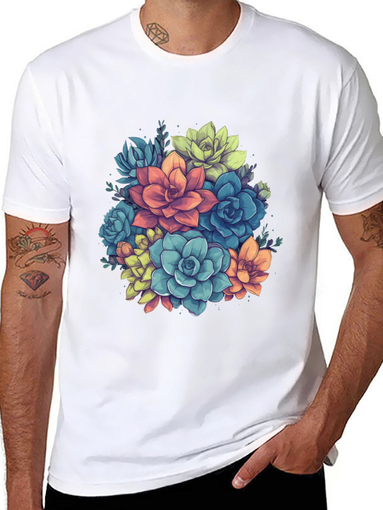 Succulent Bouquet Graphic Tee - Black