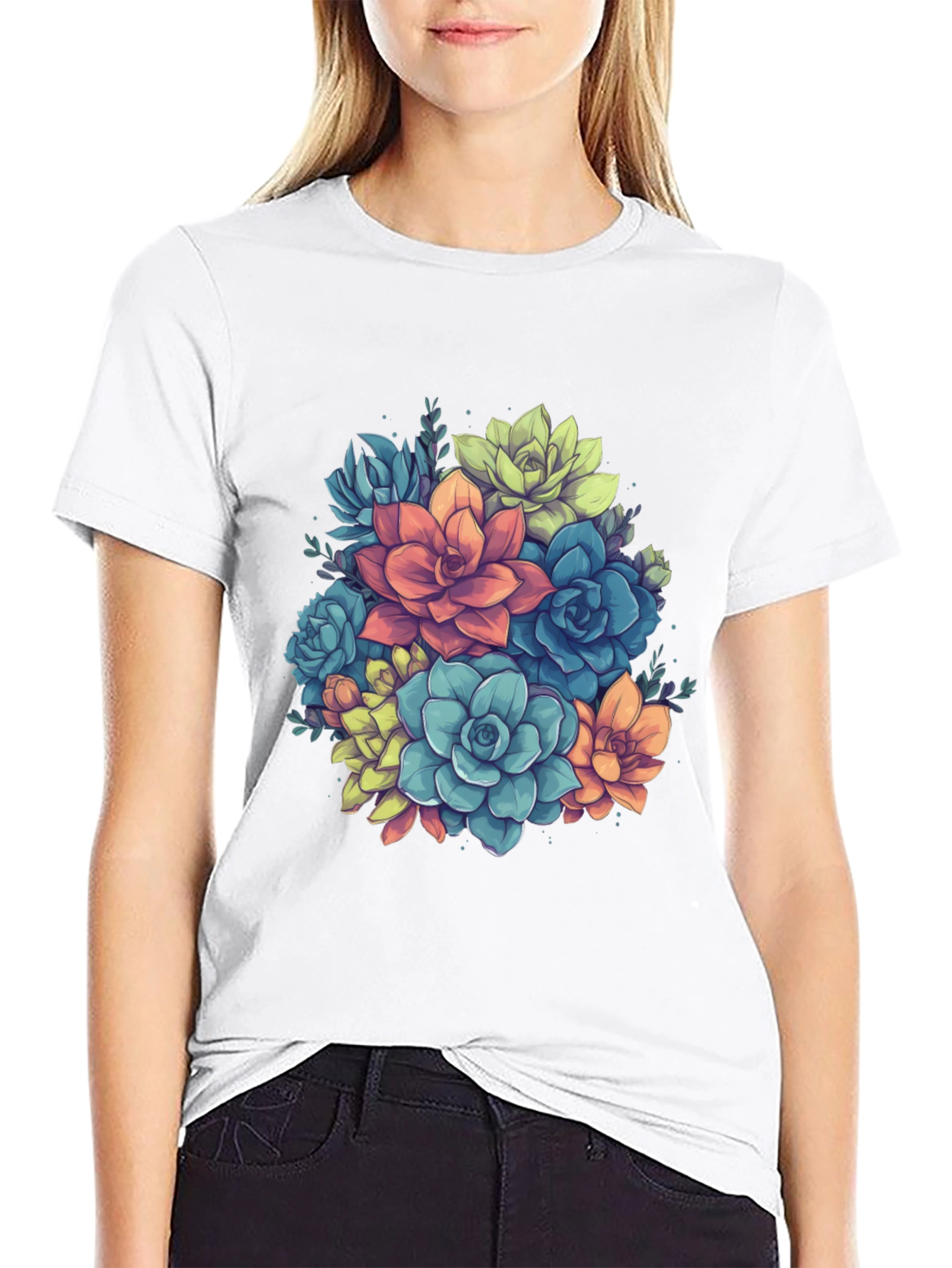 Succulent Bouquet Graphic Tee - Black