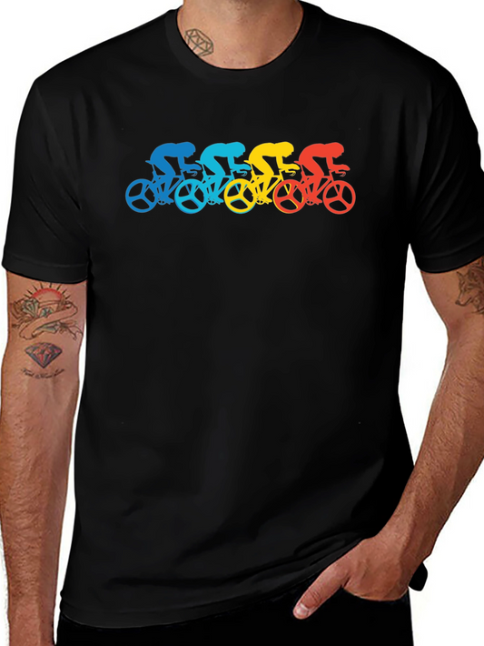 Retro Cyclist T-Shirt - Colorful Bike Riders Graphic Tee