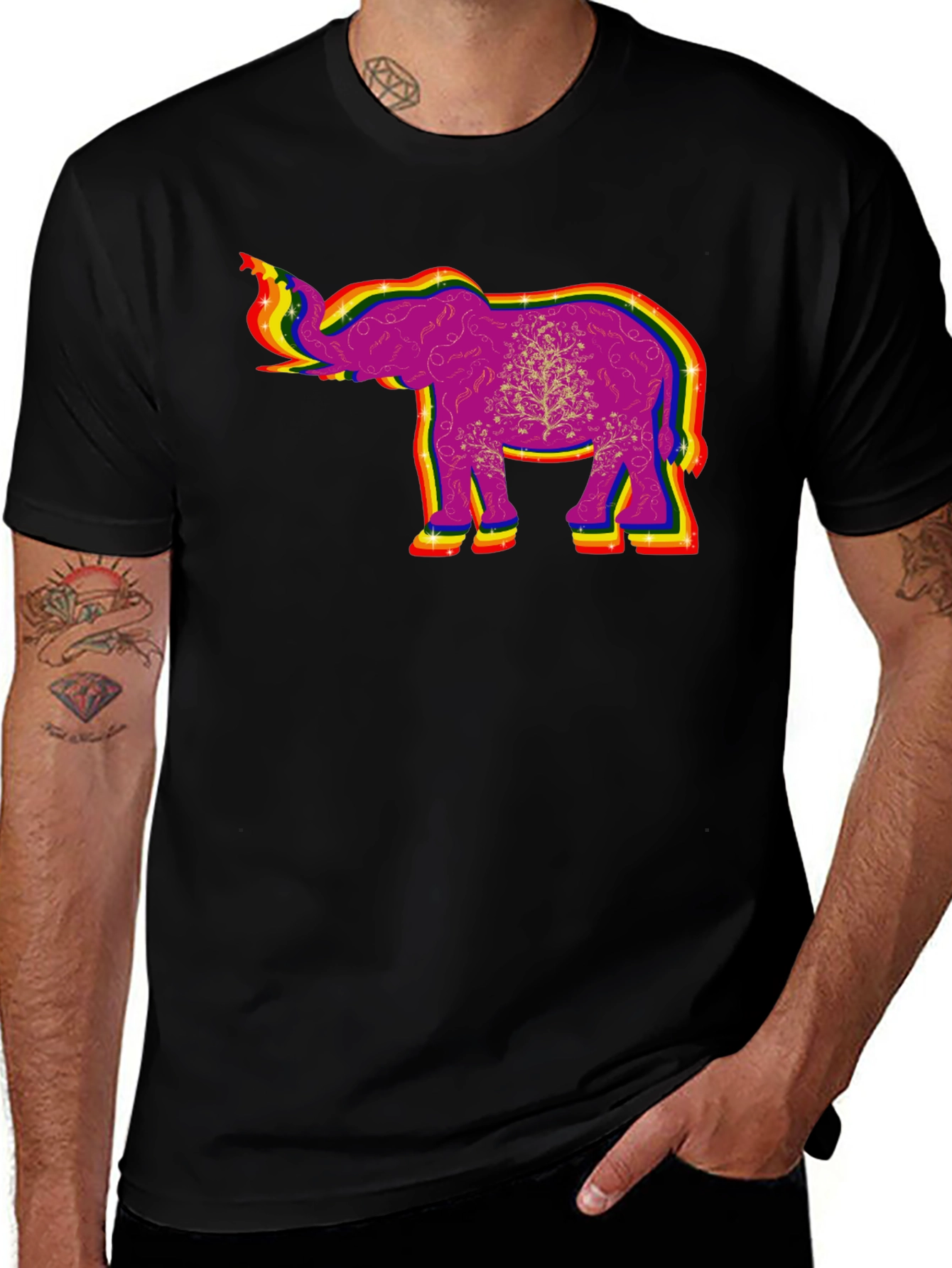 Rainbow Elephant Graphic Tee - Unique Design