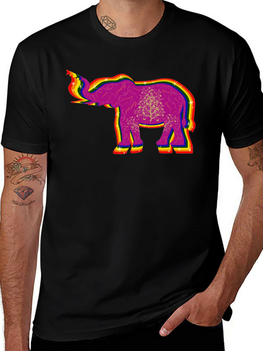 Rainbow Elephant Graphic Tee - Unique Design