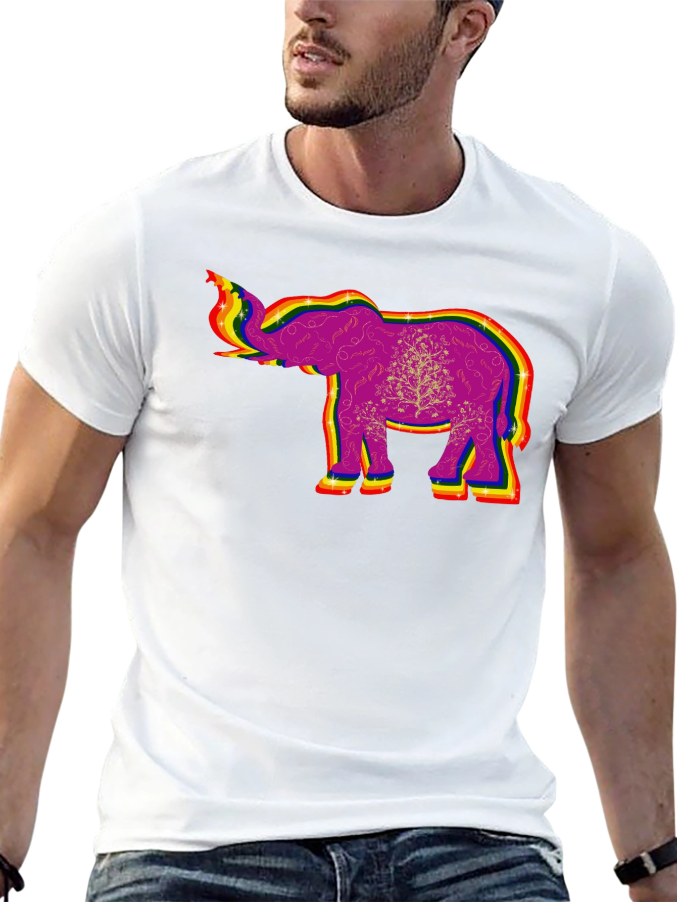 Rainbow Elephant Graphic Tee - Unique Design