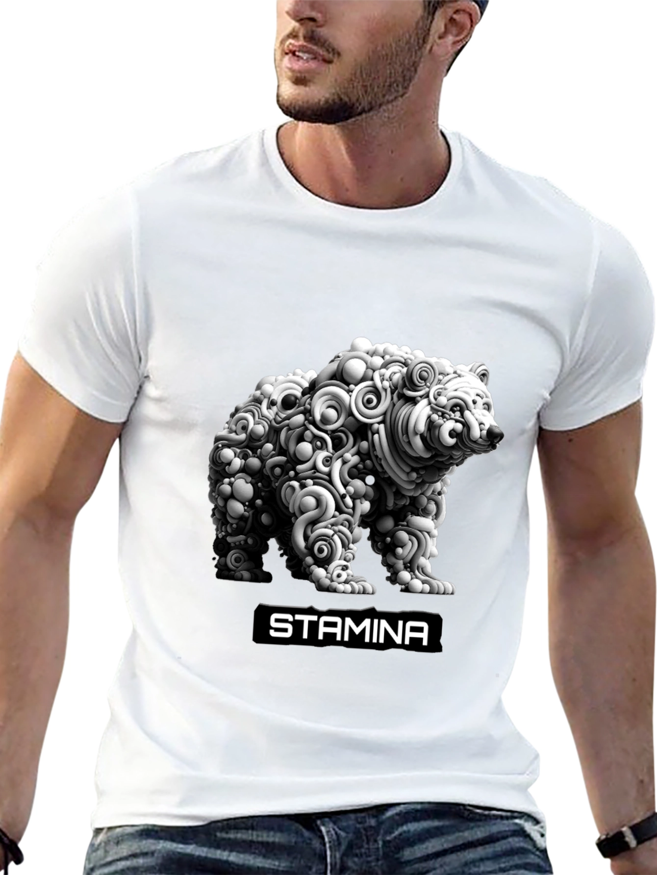 Stamina Bear Graphic Tee - Black