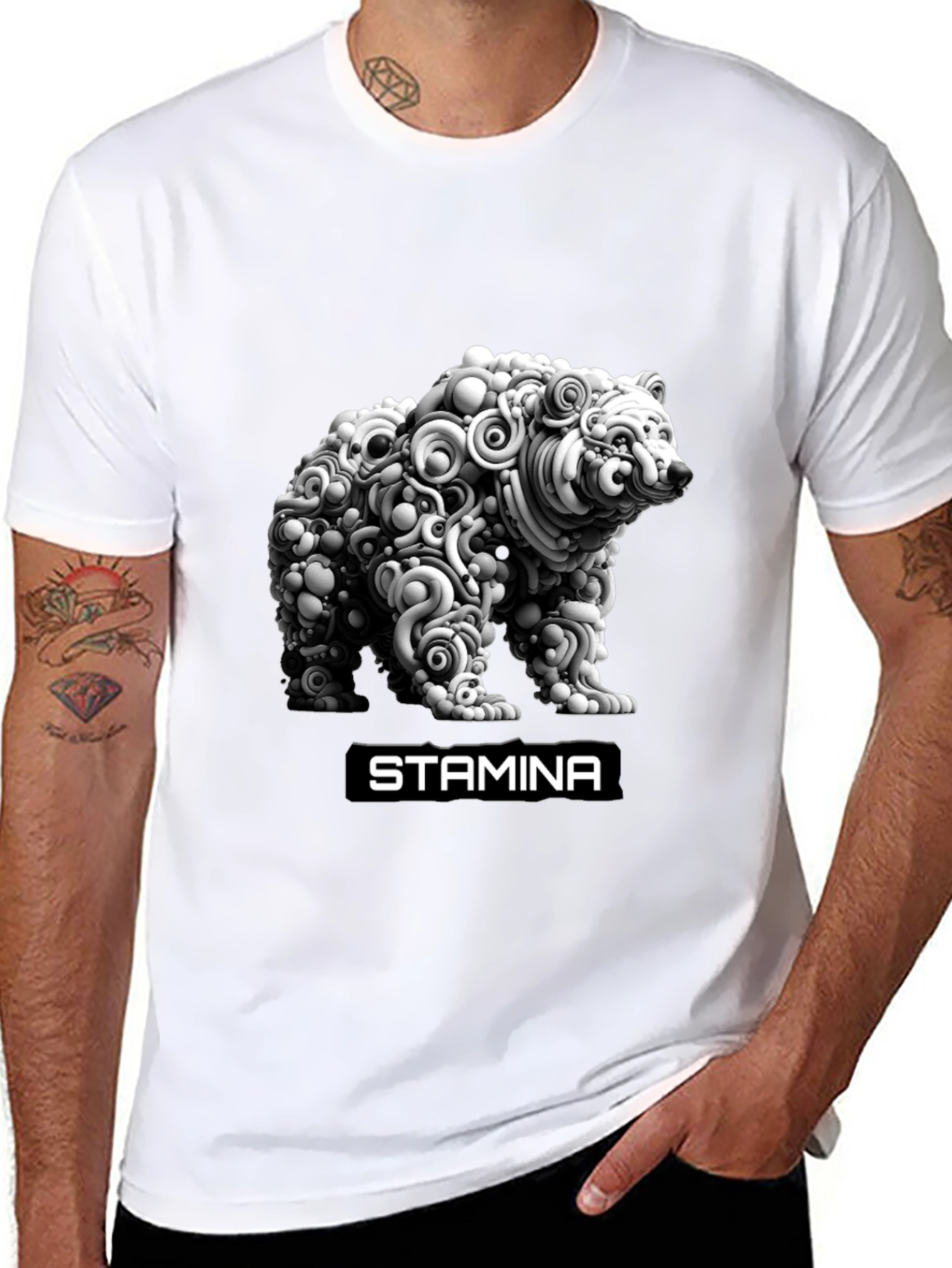 Stamina Bear Graphic Tee - Black
