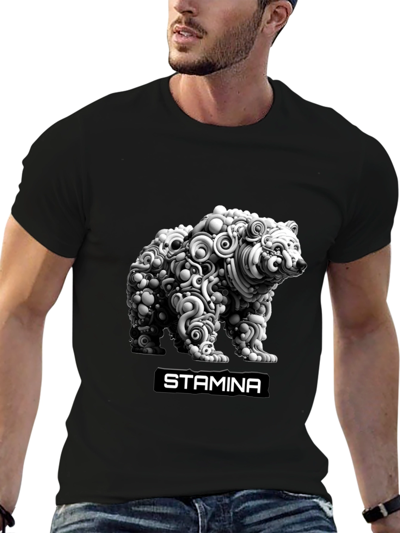 Stamina Bear Graphic Tee - Black