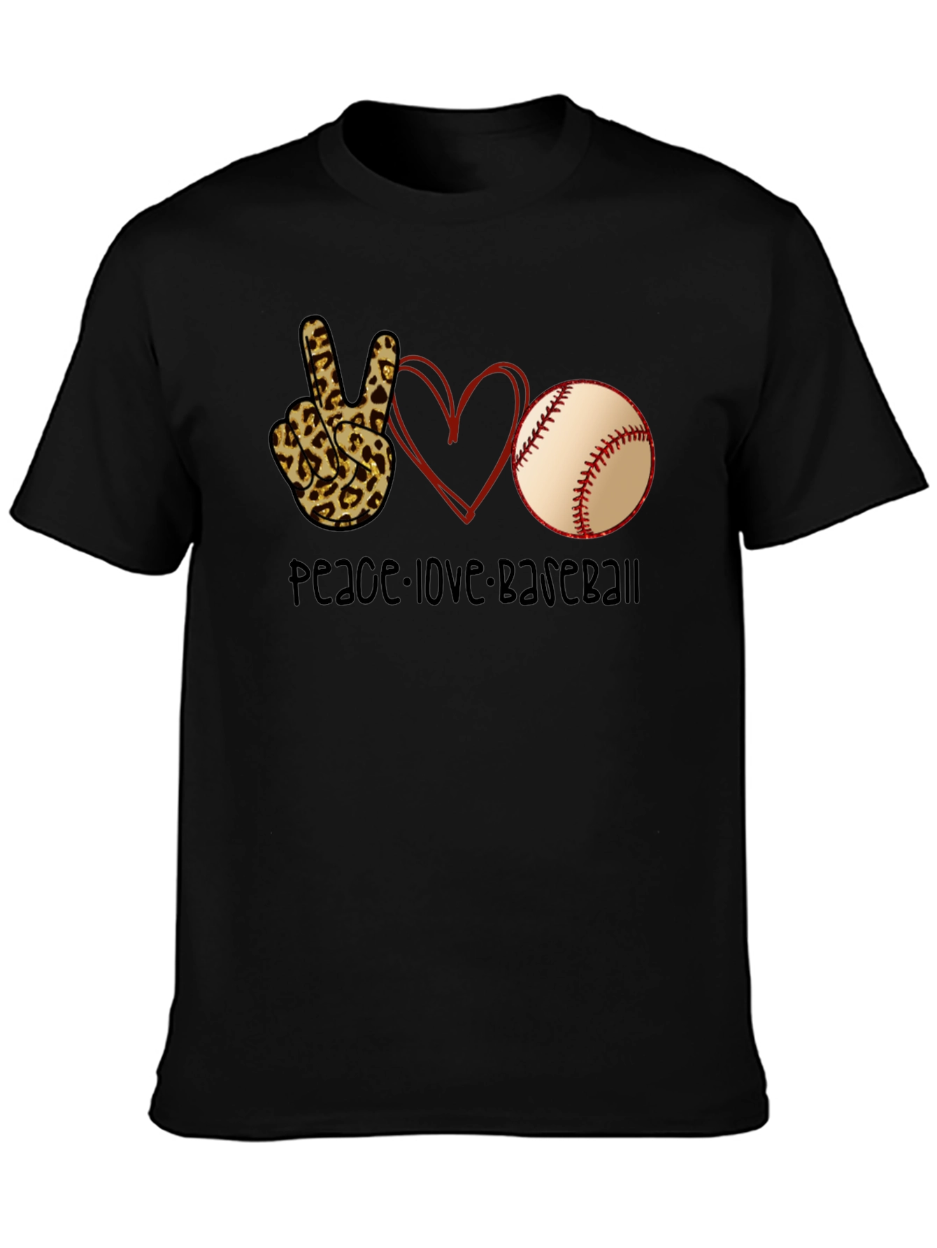 Peace Love Baseball Graphic T-Shirt