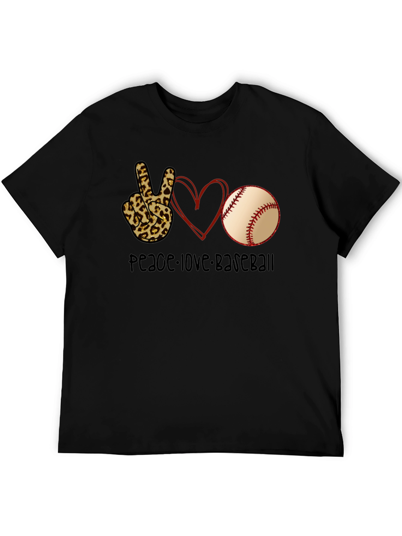 Peace Love Baseball Graphic T-Shirt