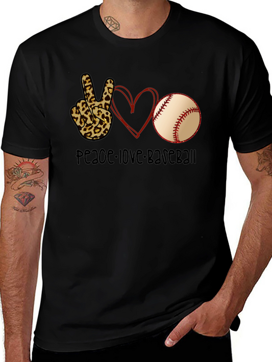 Peace Love Baseball Graphic T-Shirt