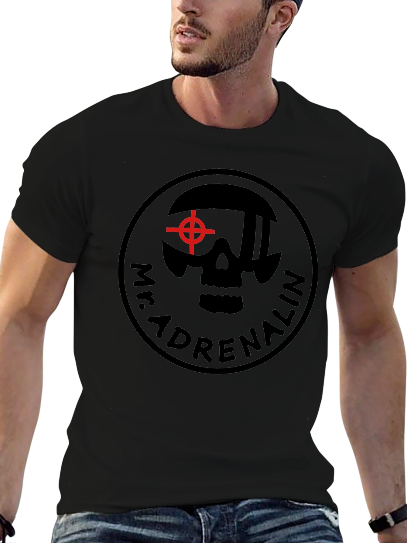 Mr. Adrenalin Skull Graphic Black T-Shirt
