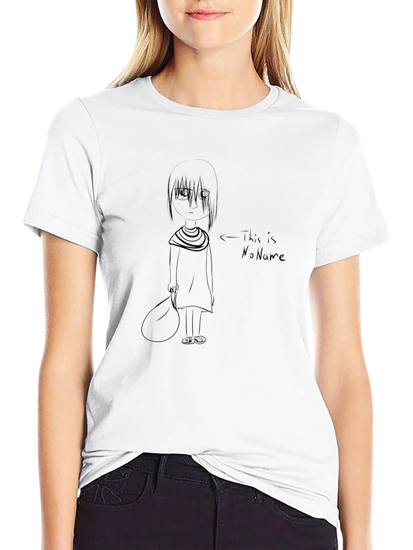 Black T-Shirt with No Name Graphic